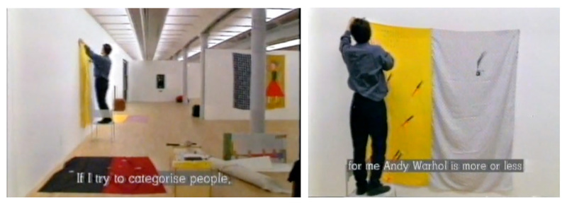 Тимур Новиков на монтаже выставки «Timur Novikov and Africa» в Tate Gallery (Ливерпуль, 1989)